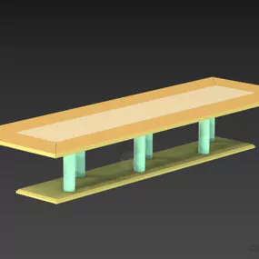 Long Glass Table With Steel Leg 3d model