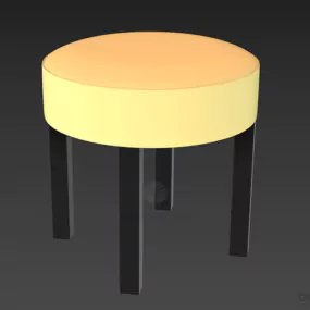 Low Upholstered Seat, Wood Leg Chair 3d model