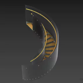 Curved Steel Stair 3d model