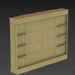 Wood Bookcase Four Storey 3d model