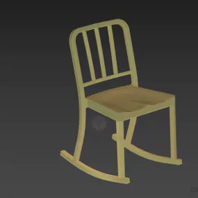 Simple Rocking Chair With Carved Seat 3d model