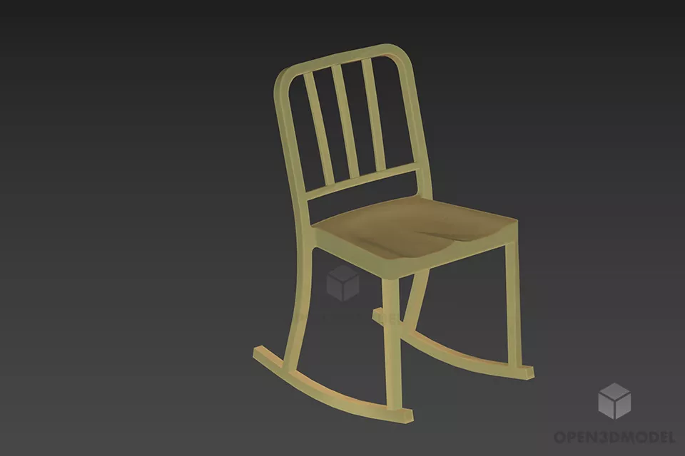 Chair Tufted Back Curved Shape 3d model