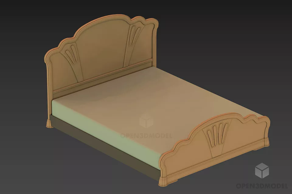 Hotel Bed With Strip Blanket 3d model