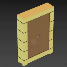 Office Wooden Bookcase With Glass Door 3d model