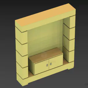 Side Rack With Wood Drawer 3d model