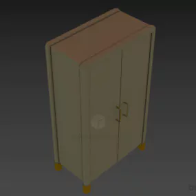Ash Wardrobe With Steel Leg 3d model
