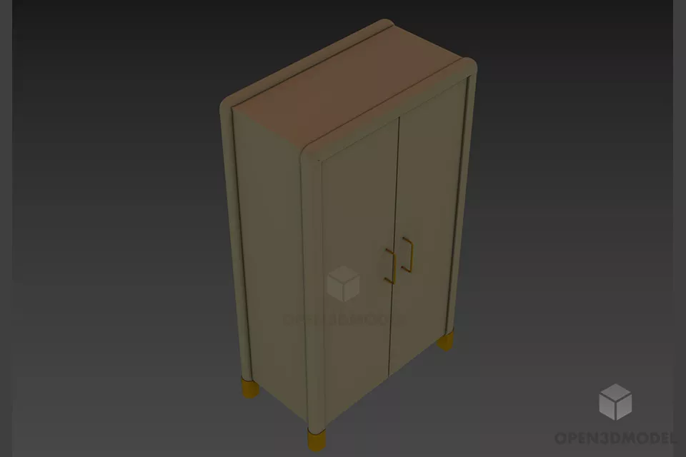 Ash Wardrobe With Steel Leg 3d model Ash Wardrobe With Steel Leg 3d model