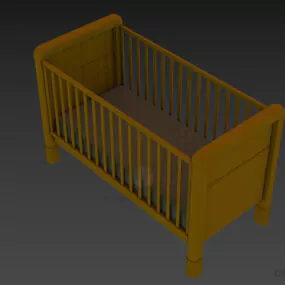 Crib Bed, Ash Wooden Bed 3d model