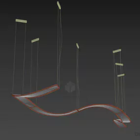 Modern Pendant Lamp, Hanging Curved Shade 3d model