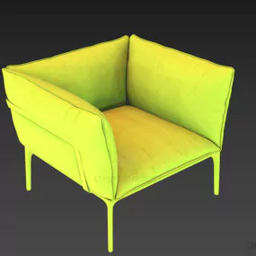 Leather Armchair With Steel Leg 3d model