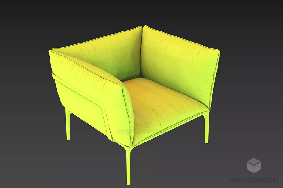 Armchair Upholstery With High Back 3d model