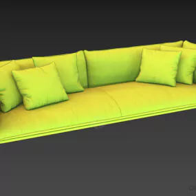Leather Sofa Steel Leg With Cushion 3d model