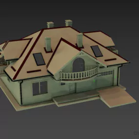 Villa House Building Tile Roof 3d model