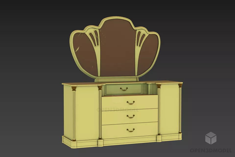 Modern Office Table With Stylist Drawers 3d model