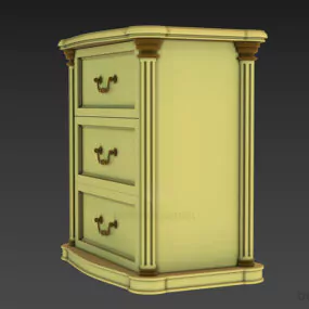 Bedroom Boutique Nightstand With Three Drawers 3d model