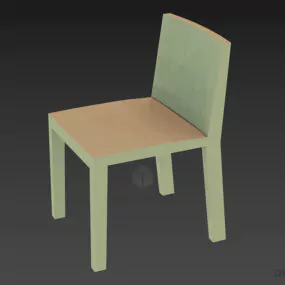 Simple Pine Wood Chair 3d model