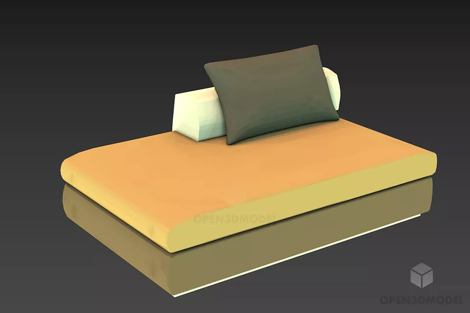 Vintage Bed Set With Round Edge Back Panel 3d model
