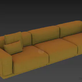 Sofa Three Seats With Pillows 3d model
