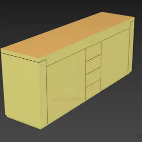Furniture Locker With Center Drawers 3d model