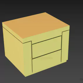 White Square Nightstand Two Drawers 3d model