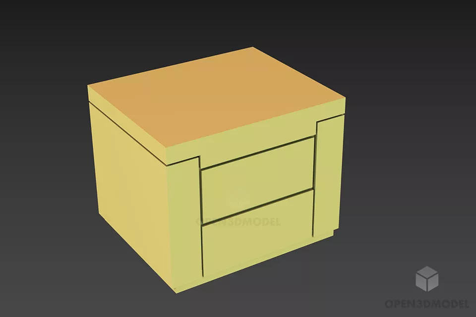 White Square Nightstand Two Drawers 3d model White Square Nightstand Two Drawers 3d model