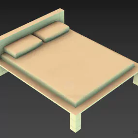 Walnut Wood Bed Carinas 3d model