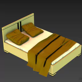 Thick Double Bed With Mattress 3d model