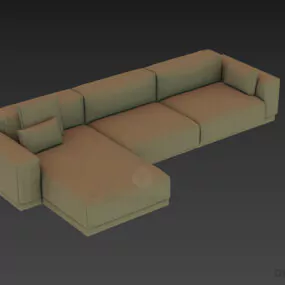 Sectional Leather Sofa Three Seats 3d model
