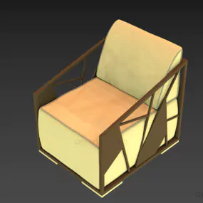 Upholstered Armchair With Stylist Wood Frames 3d model