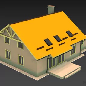 Roof Villa House Building, One Storey Building 3d model