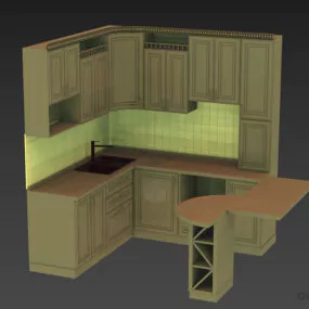 Kitchen Cabinet With Stove, Marble Top 3d model