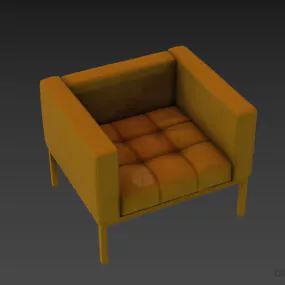 Tufted Seat, Leather Armchair 3d model