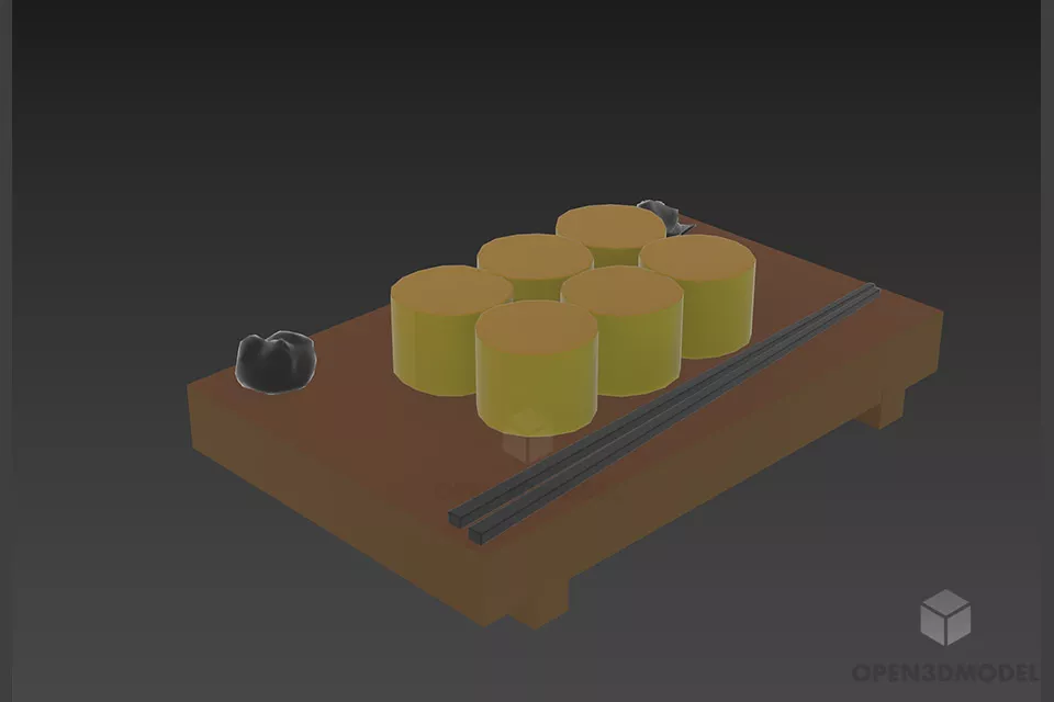 Bread On Wooden Board 3d model