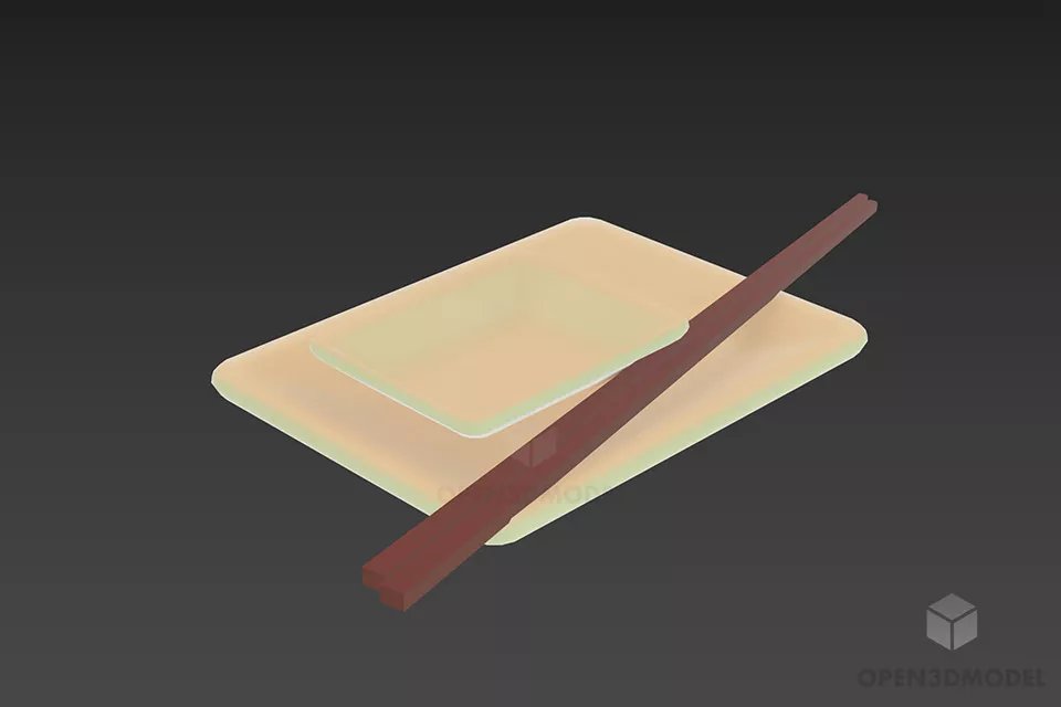 Plate With Chop 3d model Plate With Chop 3d model