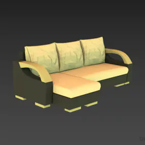 Brown Leather Seat Sofa 3d model