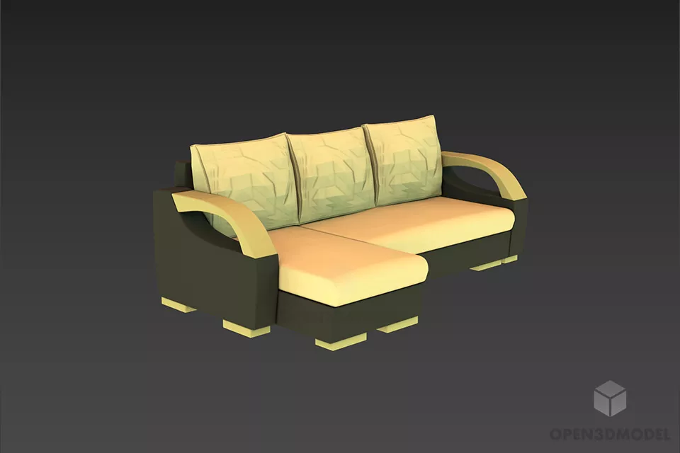 Upholstery Sofa Smooth Edge With Cushions 3d model