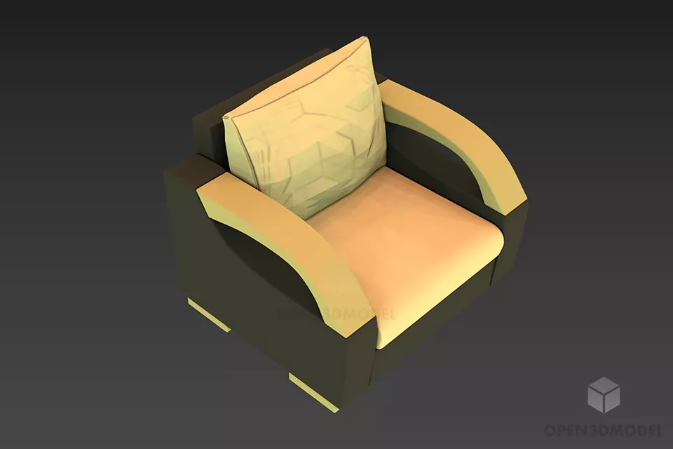 Coffee Armchair With Iron Frame 3d model
