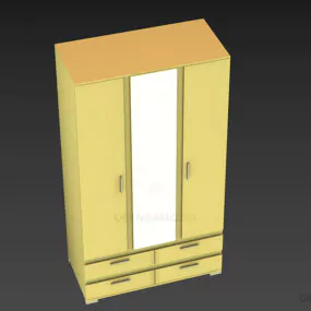 Wardrobe Three Doors, Drawers Combine 3d model