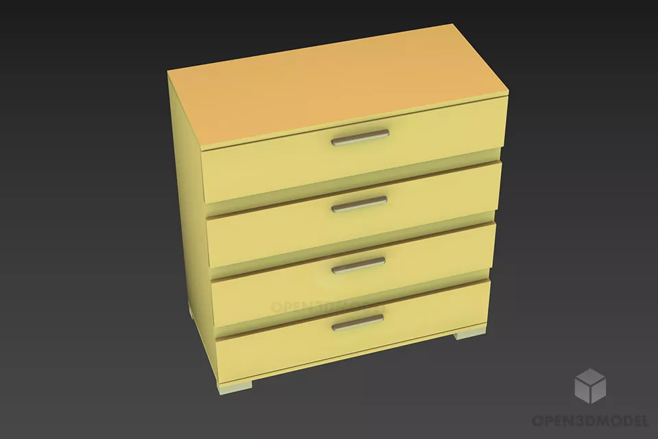 Side Locker With Four Drawers 3d model Side Locker With Four Drawers 3d model