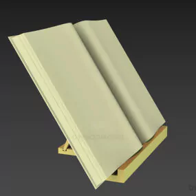Open Book On Wood Stand 3d model