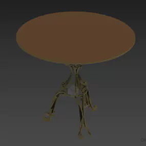 Round Glass Table, Brass Leg Table 3d model