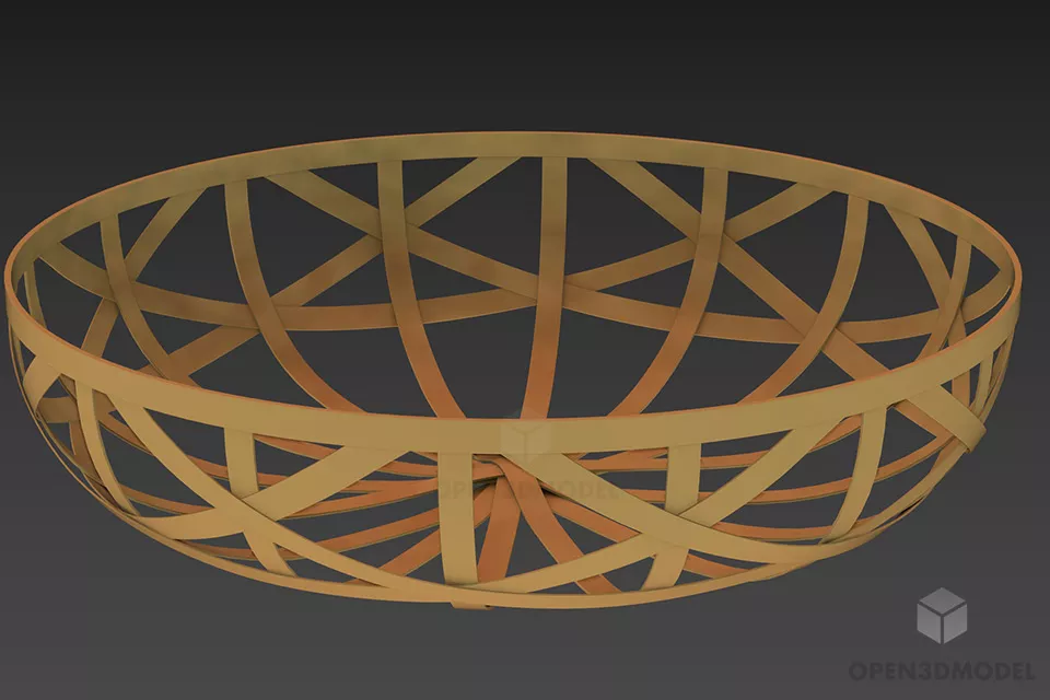 Brass Basket With Decorative Holes 3d model