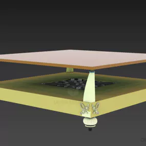 Glass Table With Carved Decorative 3d model