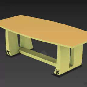 Dining Table Mdf Walnut Color 3d model