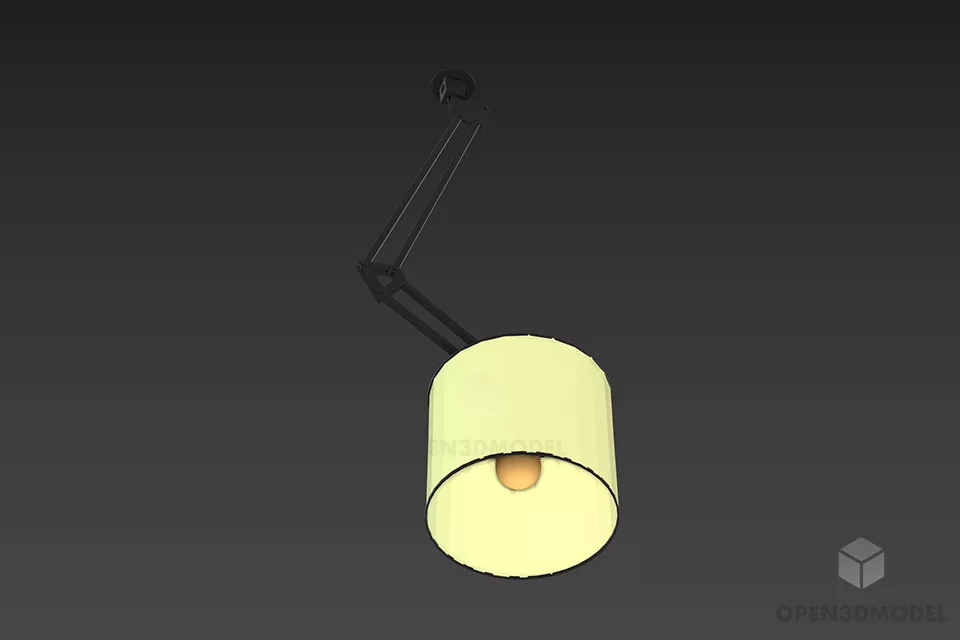 Brass Lamp With Rectangle Shade 3d model