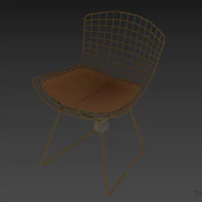 Wire Chair With Leather Seat Inox Material 3d model
