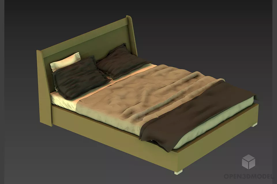 Double Bed Retro Texture 3d model