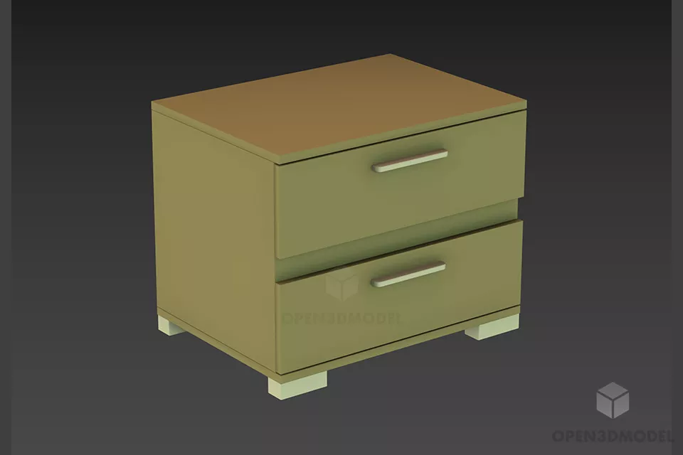 Simple Nightstand With Two Drawers 3d model Simple Nightstand With Two Drawers 3d model