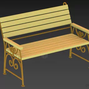 Park Bench, Wrought Iron Bench 3d model