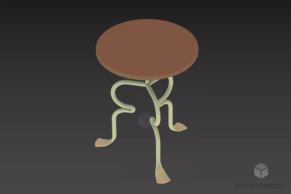 Round Table With Cloth Cover 3d model